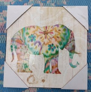 Boho Paisley Elephant on Beige Canvas Set of 2
